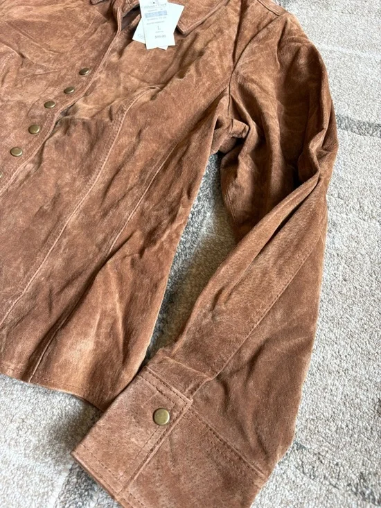 Coldwater Creek Women's Brown Suede Button-Front Jacket Size L NWT - Picture 3 of 14